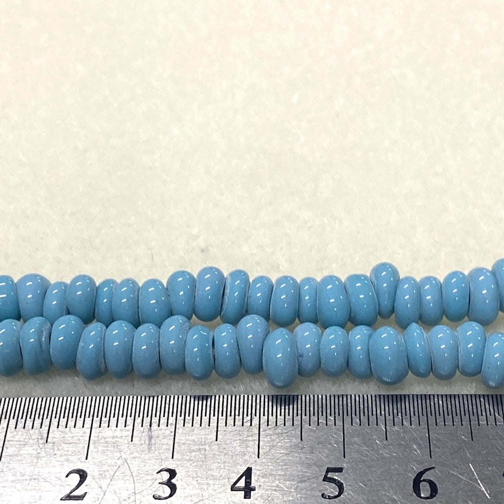 3x6mm Donuts - Opaque Duck Egg Blue - Java Glass Lampwork Beads - (1 strand)