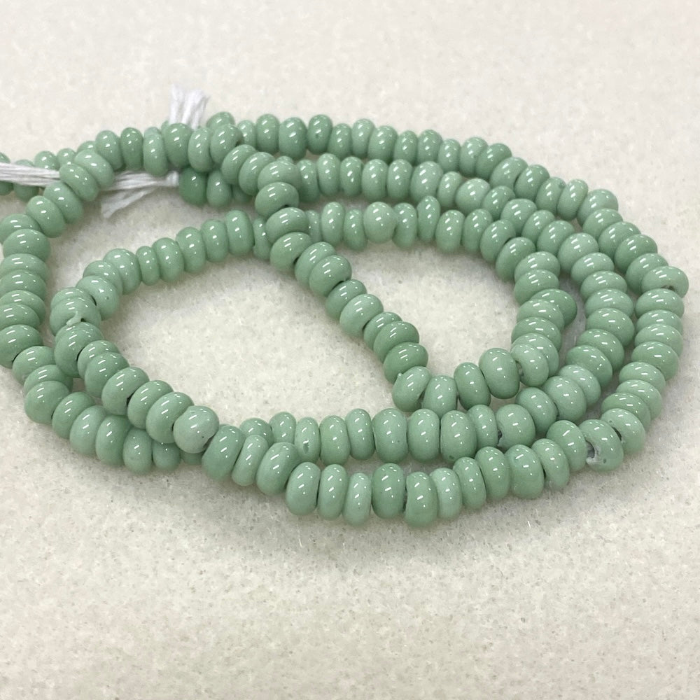 3x6mm Donuts - Opaque Mint - Java Glass Lampwork Beads - (1 strand)
