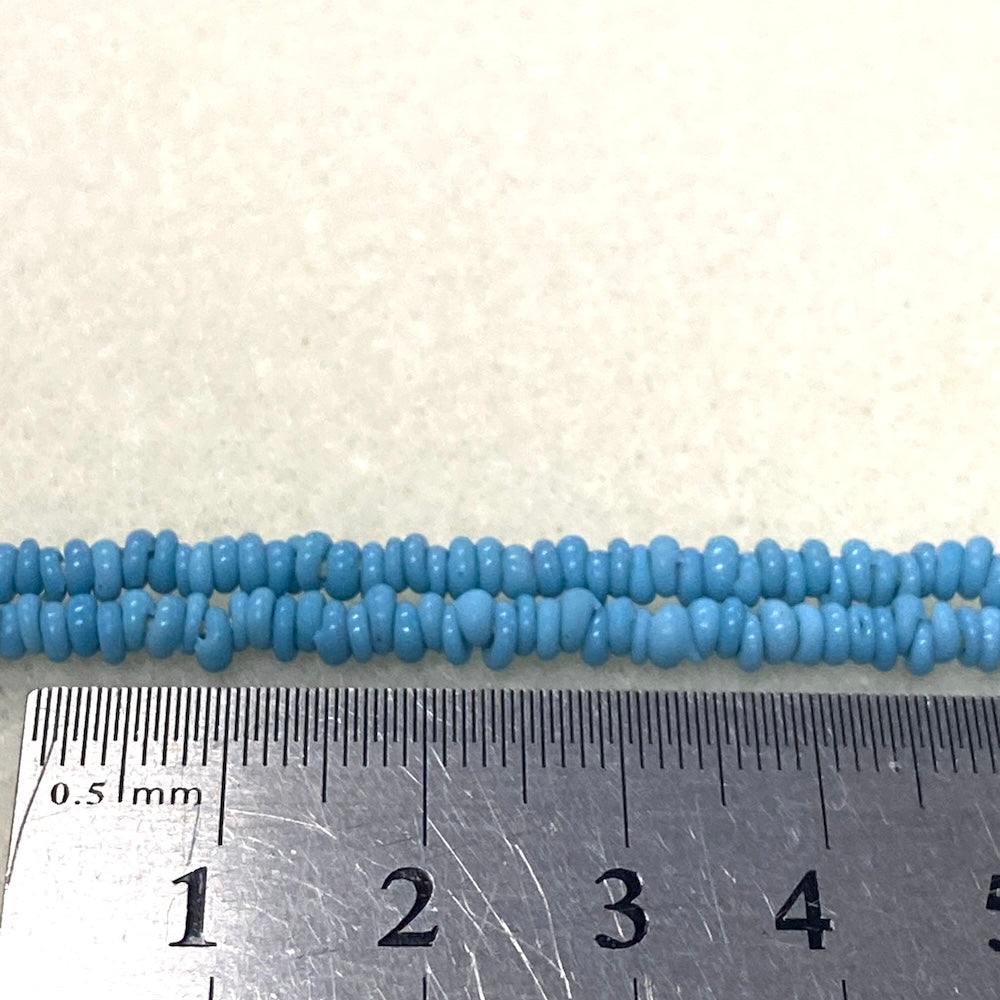 Mini Donuts - Duck Egg Blue - Java Glass Lampwork Beads - (1 strand)