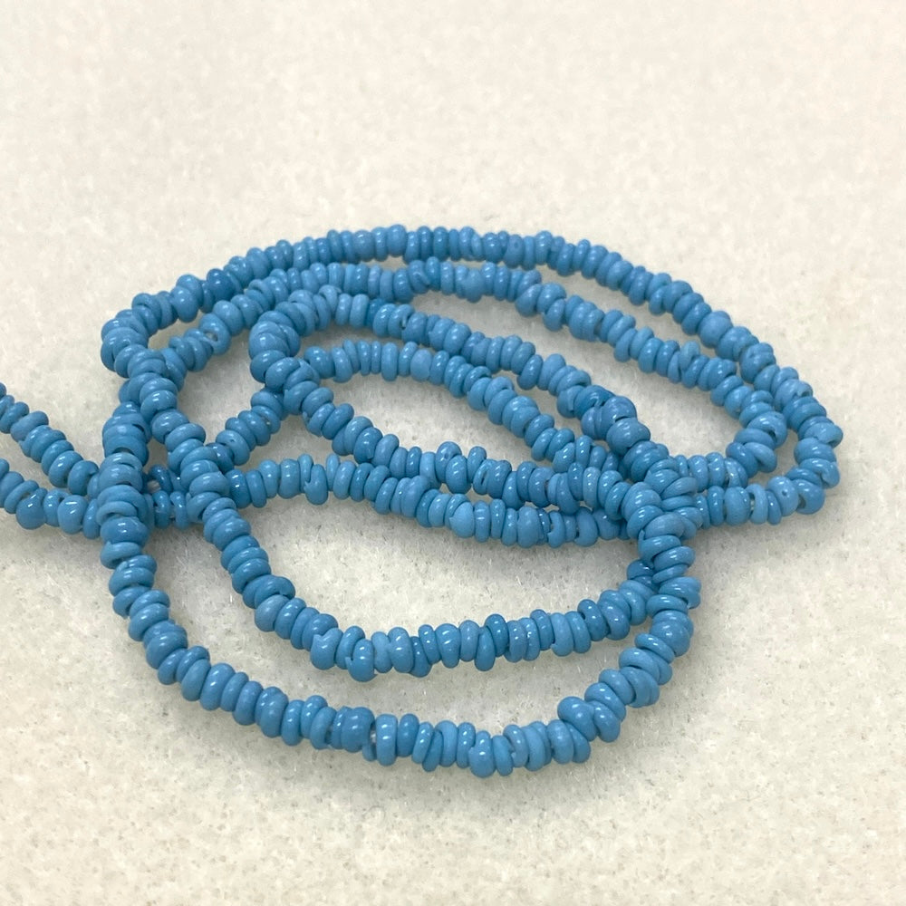 Mini Donuts - Duck Egg Blue - Java Glass Lampwork Beads - (1 strand)