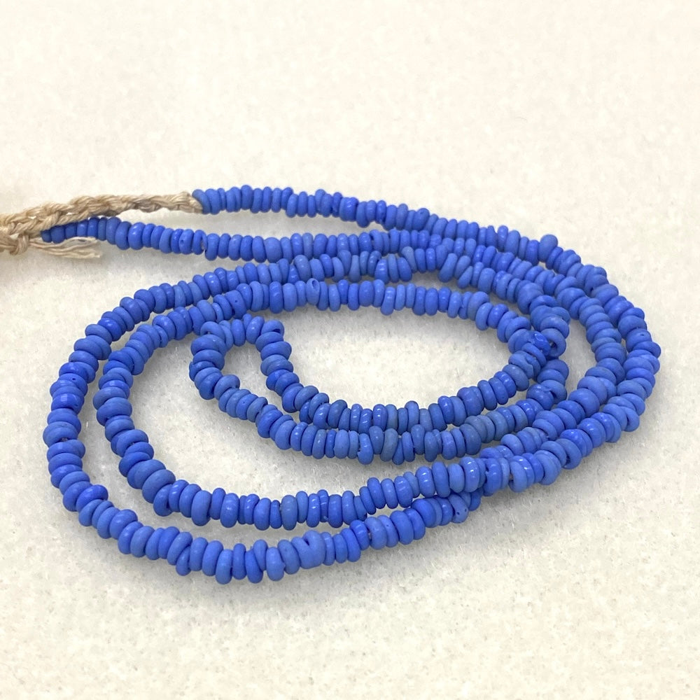 Mini Donuts - French Blue - Java Glass Lampwork Beads - (1 strand)