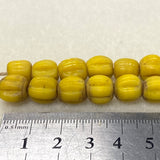 Melons - Mustard Matte Opaque - Java Glass Lampwork Beads - (1 strand)