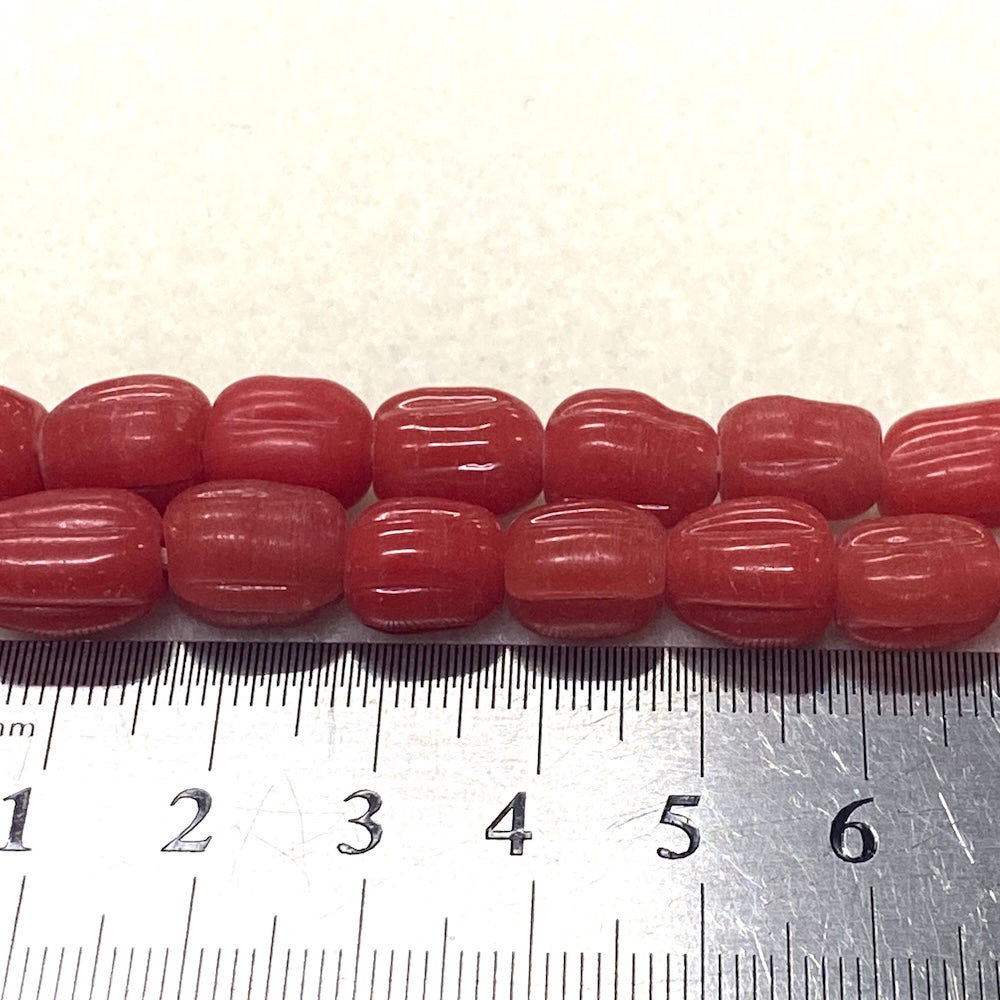 Melons - Red Opaque - Java Glass Lampwork Beads - (1 strand)