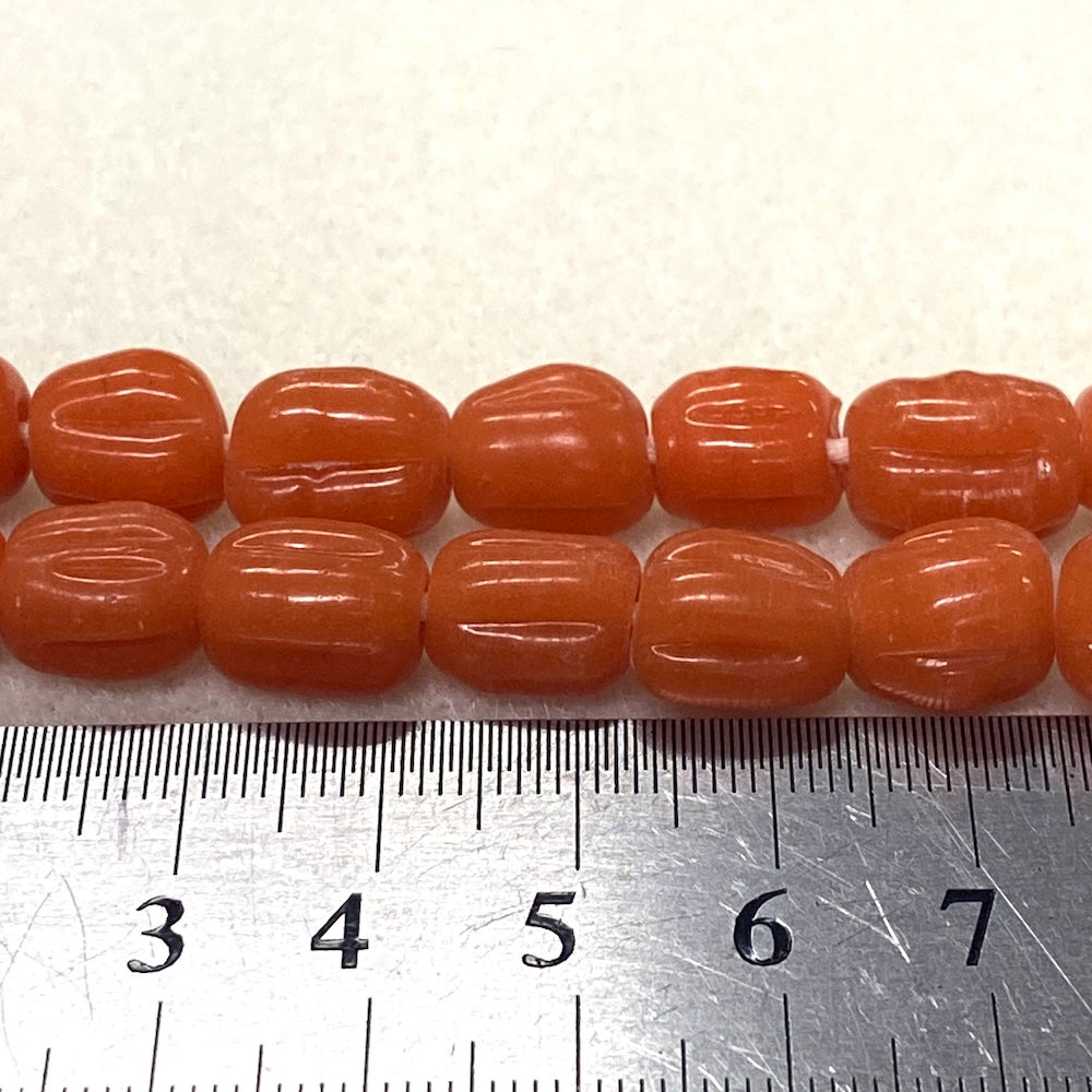 Melons - Orange Opaque - Java Glass Lampwork Beads - (1 strand)