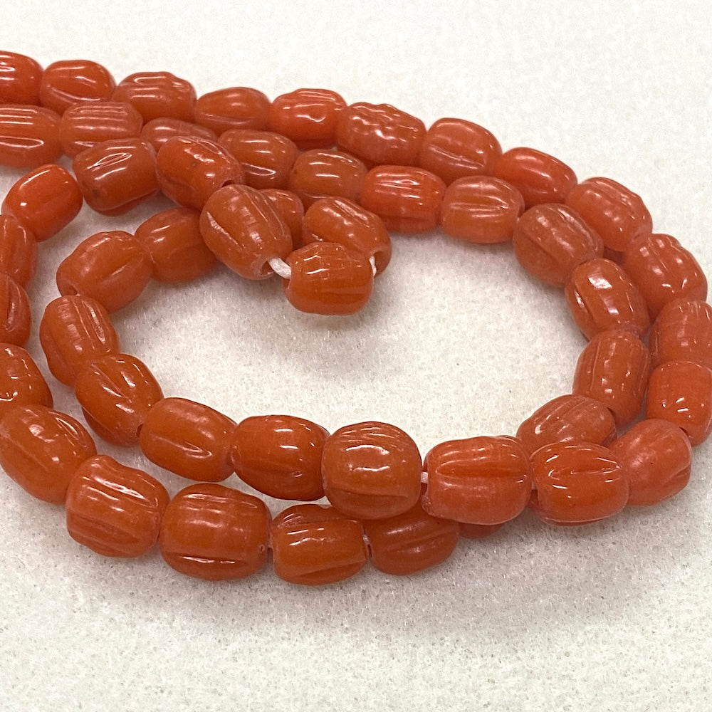 Melons - Orange Opaque - Java Glass Lampwork Beads - (1 strand)