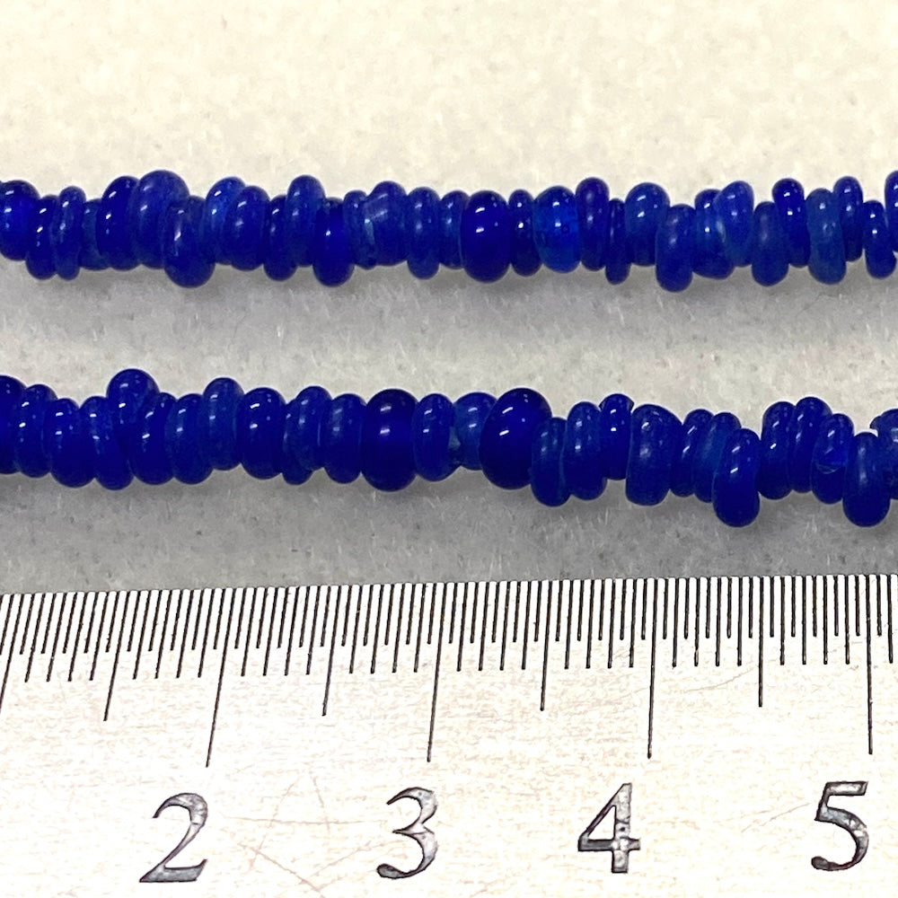 Donuts - Blue Transparent - Java Glass Lampwork Beads - (1 strand)