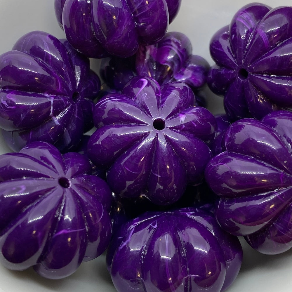 14x22mm Pumpkin (10) - Purple - Vintage Opaque Marbled Effect Beads