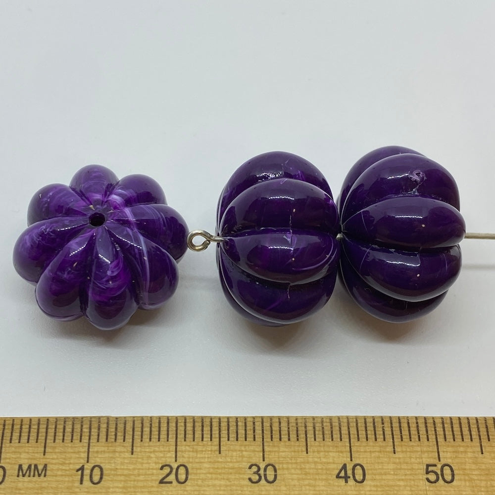 14x22mm Pumpkin (10) - Purple - Vintage Opaque Marbled Effect Beads
