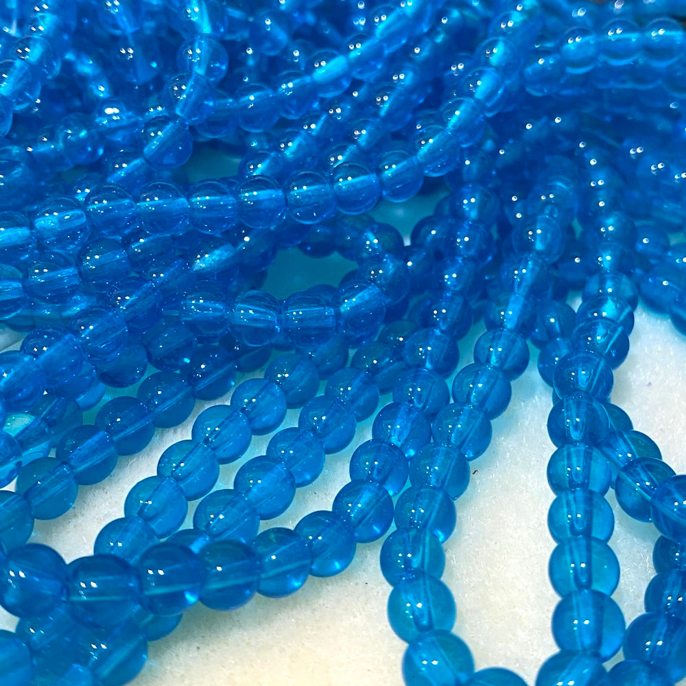 BEAD RESCUE 6mm (3 Strands) - Aqua Transparent - Round Glass Bead
