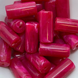 18x8mm Tube (10) - Pink - Vintage Opaque Marbled Effect Beads
