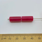 18x8mm Tube (10) - Pink - Vintage Opaque Marbled Effect Beads