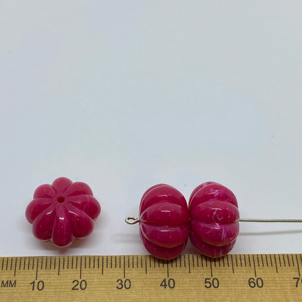 12x17mm Pumpkin (10) - Pink - Vintage Opaque Marbled Effect Beads