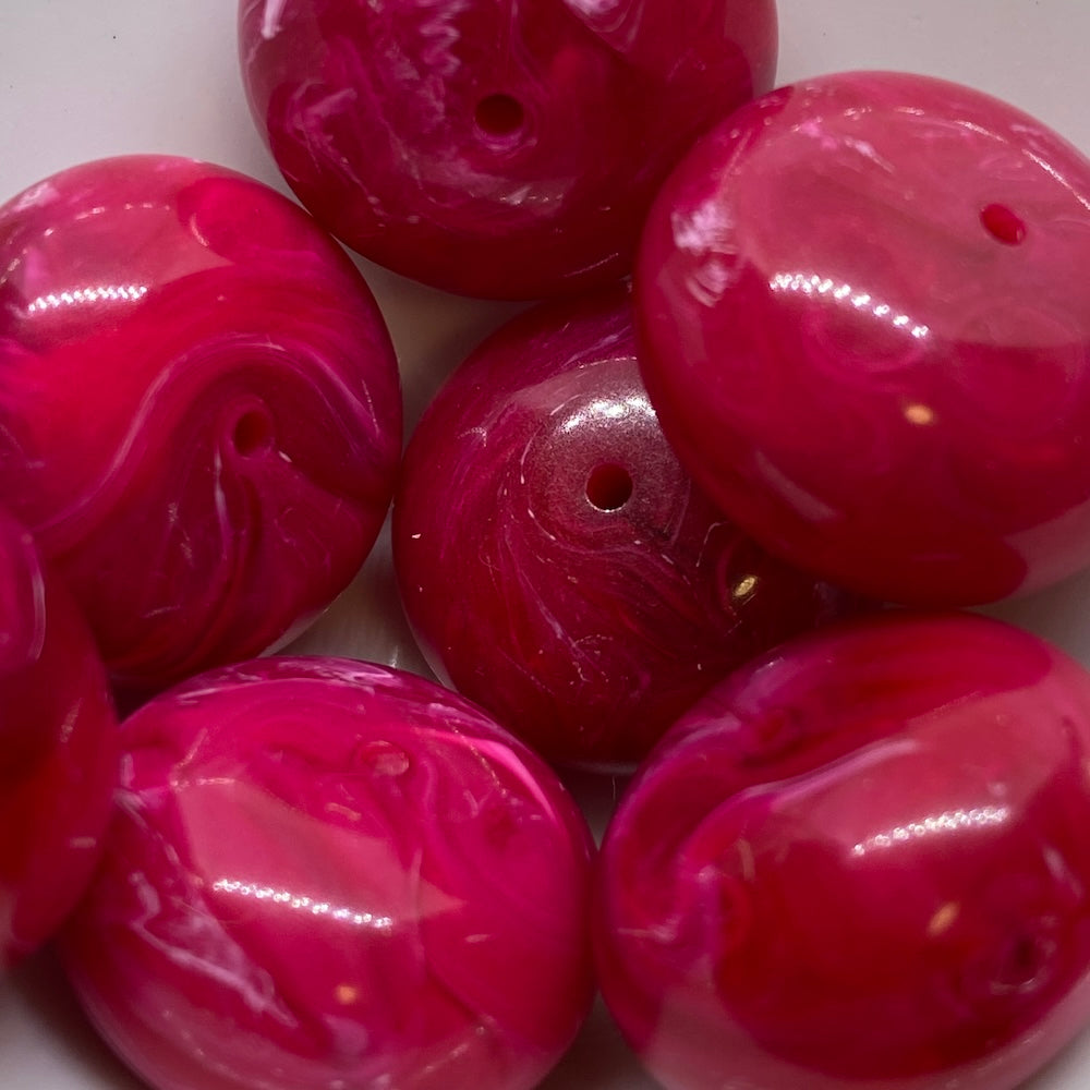 10x20mm Rondelle (10) - Pink - Vintage Opaque Marbled Effect Beads