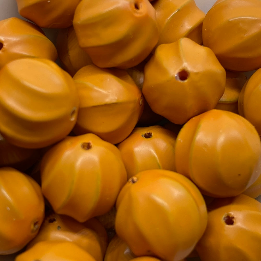 14mm Nut (50) - Pumpkin - Pottery Look Lucite Beads - Matte