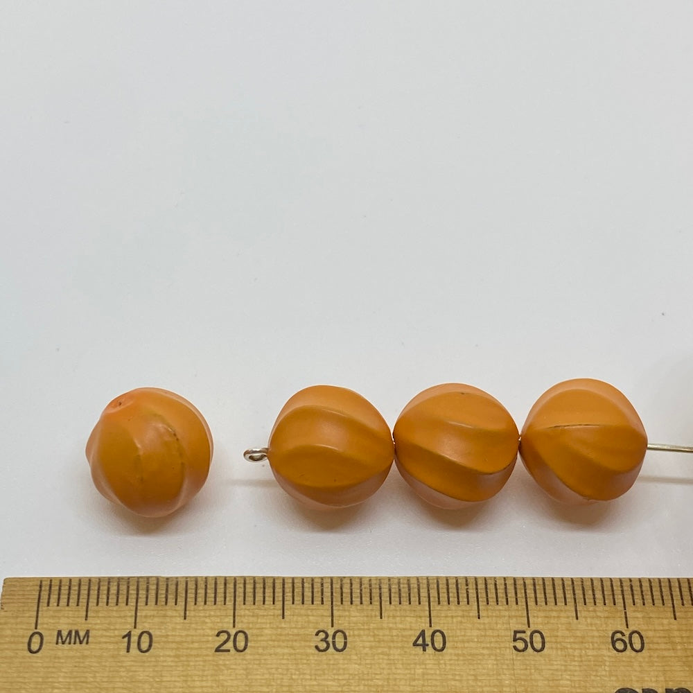 14mm Nut (50) - Pumpkin - Pottery Look Lucite Beads - Matte