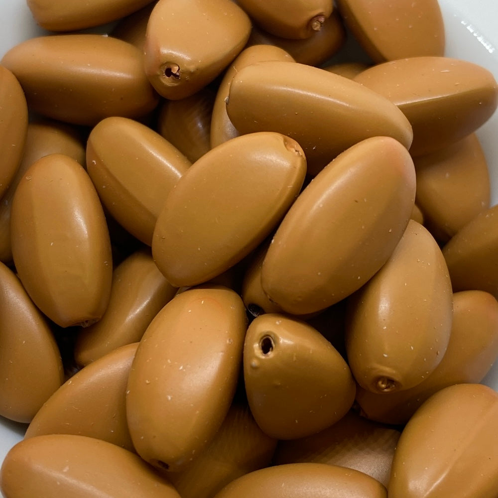 18x10mm Pinched Oval (50) - Brown - Pottery Look Lucite Beads - Matte