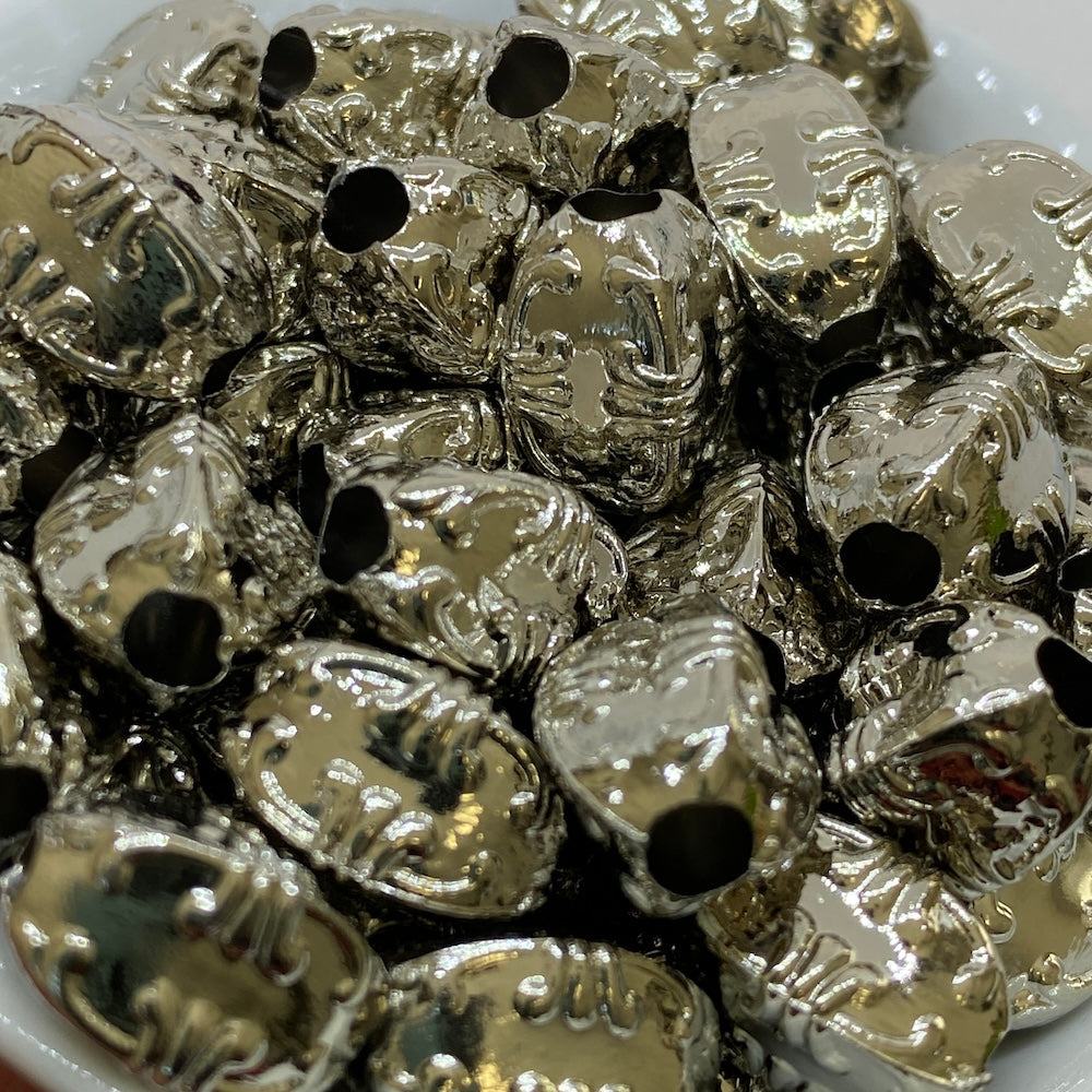 Squared Oval (25) - Silver - Vintage Metalised Beads