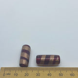 23x10mm Tube (10) - Red Transparent w. Aventurine - Vintage Handmade Glass Lampwork Beads - Bead Shack