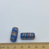 23x10mm Tube (10) - Aqua Transparent w. Aventurine & Red - Vintage Handmade Glass Lampwork Beads