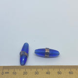 23x8mm Rice (10) - Transparent Blue w. Aventurine - Vintage Indian Lampwork Beads