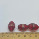 19x14mm Oval (10) - Red Transparent w. Aventurine - Glass Vintage Replica Trade Lampwork Beads