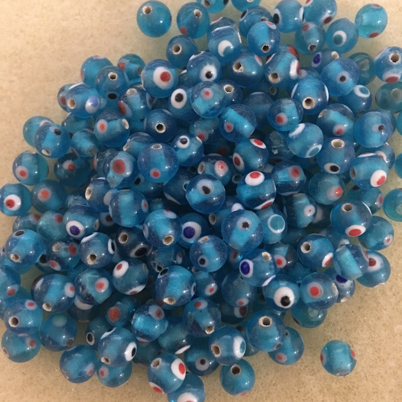 6mm Evil Eye (25) - Transparent Aqua Blue - 6mm Evil Eye (25) - Transparent Mixed -