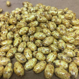 13x7mm Rice (100) -  Dark Cream w. Brown Picasso - Vintage Czech Glass Beads