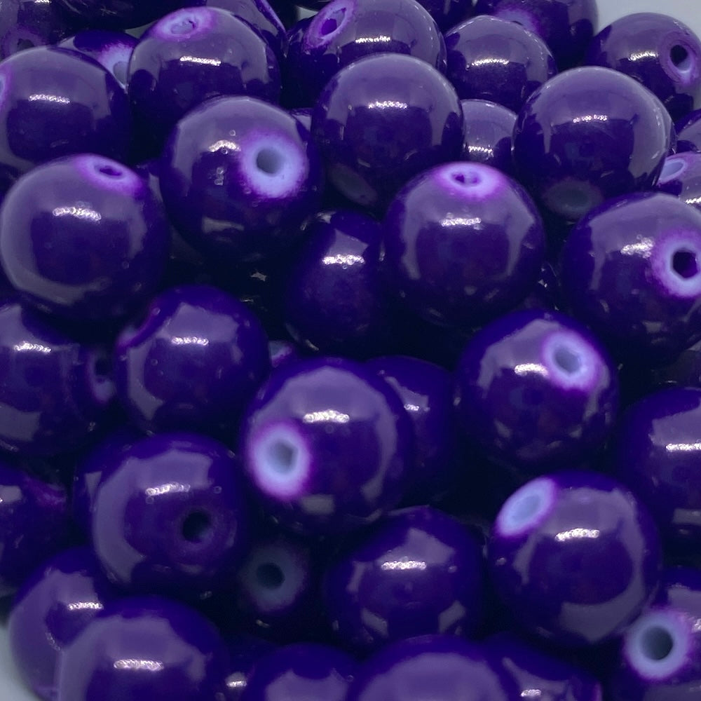 8mm (108) - Purple Opaque - Round Glass Bead