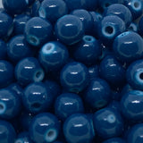 6mm (163) - Teal Blue Opaque - Round Glass Bead