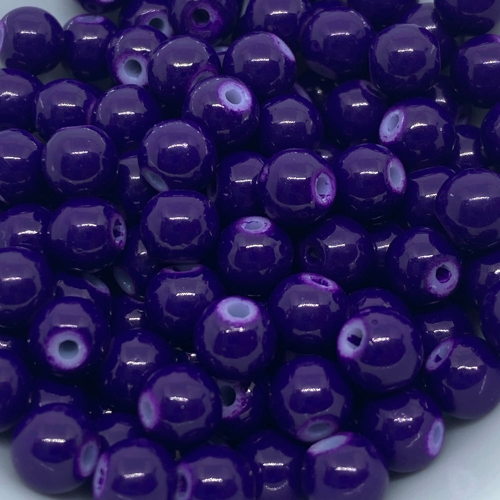 6mm (163) - Purple Opaque - Round Glass Bead