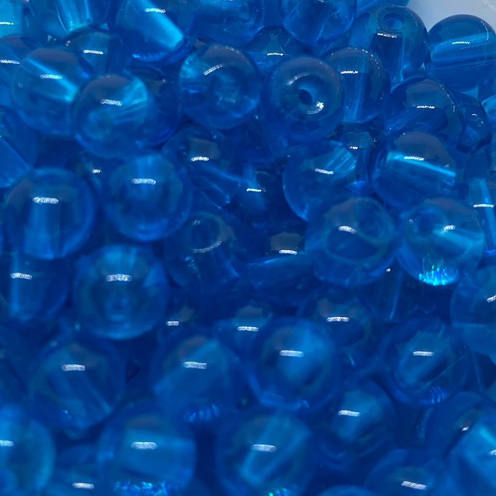 6mm (155) - Aqua Transparent - Round Glass Bead