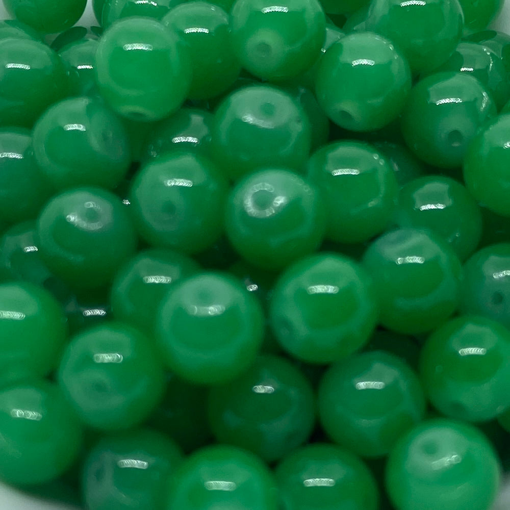 6mm (155) - Green Opaque - Round Glass Bead