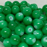 8mm (108) - Christmas Green Opaque - Round Glass Bead
