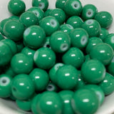 8mm (115) - Green Opaque - Round Glass Bead