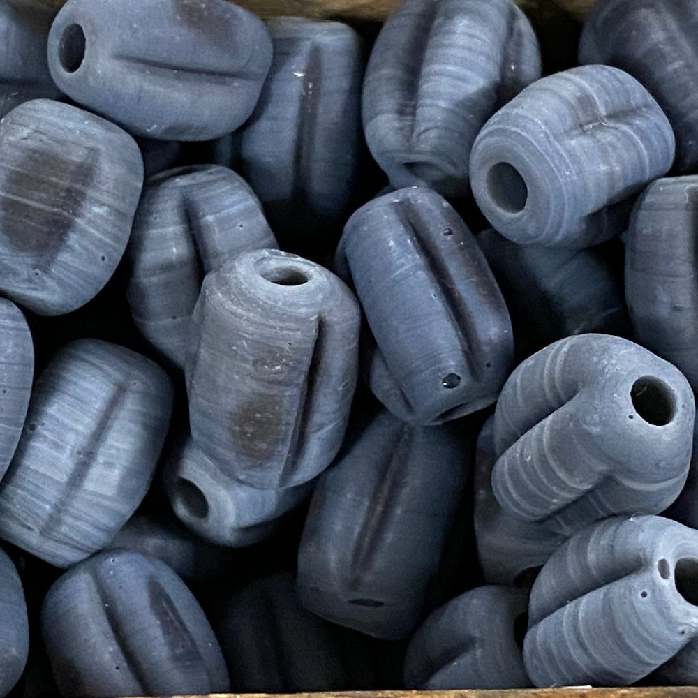 Melons - Charcoal Matte Opaque - Java Glass Lampwork Beads - (1 strand)