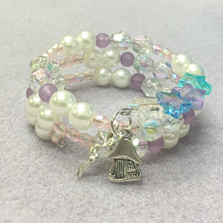 Close up photo showing a fairy theme bracelet made from  kit