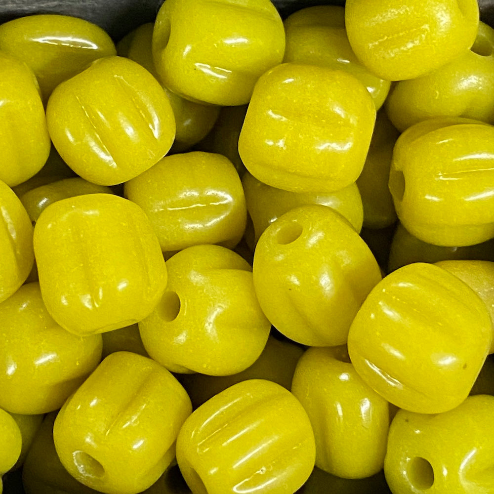 Melons - Chartreuse Opaque - Java Glass Lampwork Beads - (1 strand)