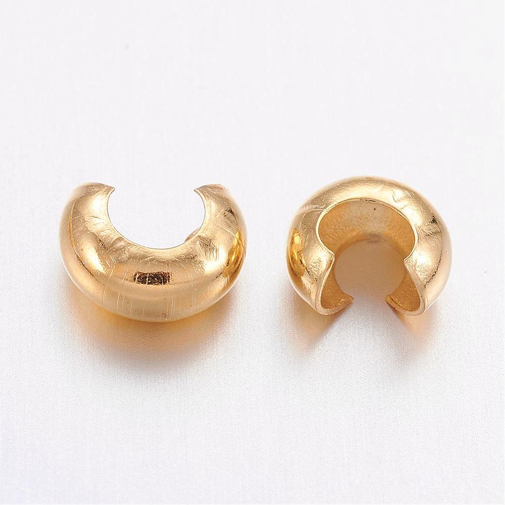4mm Crimp Covers (50) - Gold - Bead Shack