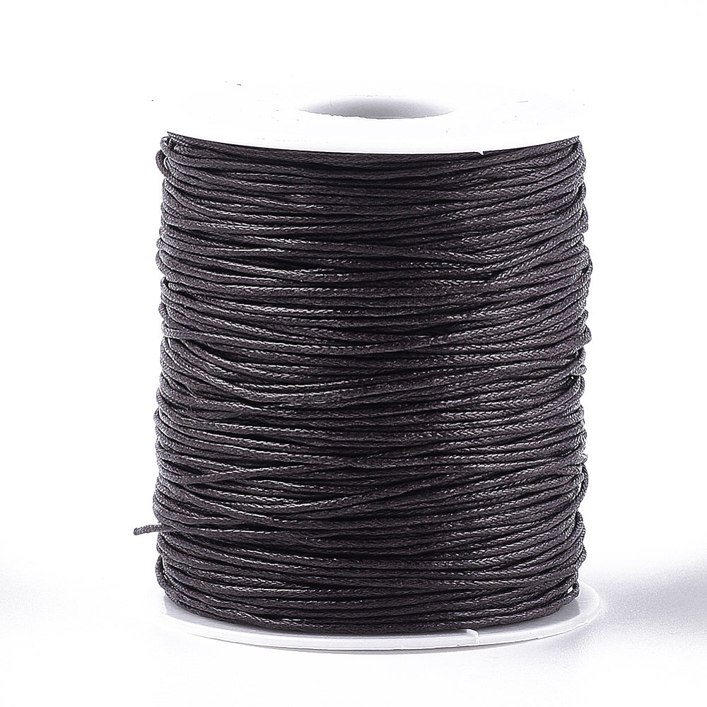 Close-up of a spool of brown thread on a white background