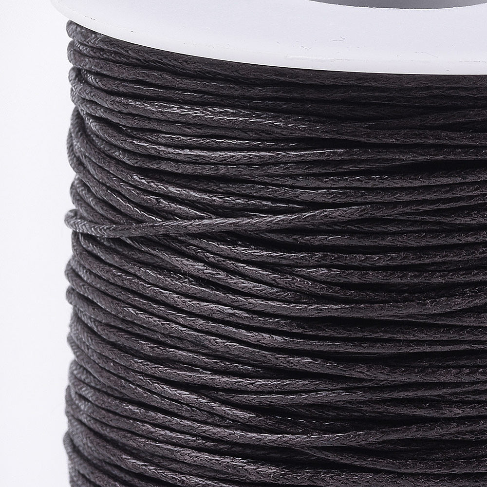 Close-up of a spool of brown thread on a white background