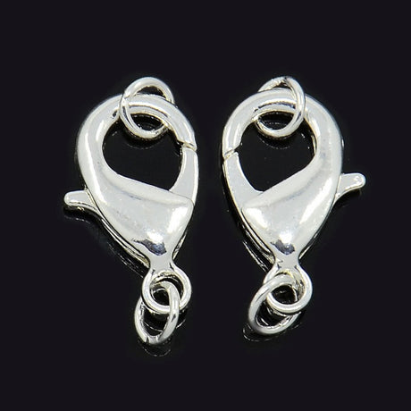 2 anti tarnish plated jewelry clasps with rings for the purpose of making a closure on a necklace or bracelet