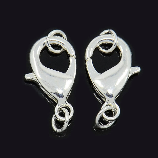2 anti tarnish plated jewelry clasps with rings for the purpose of making a closure on a necklace or bracelet