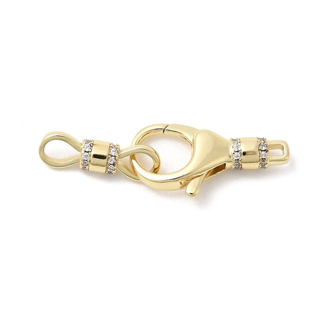 Gold clasp with diamond accents on a white background