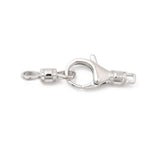 fancy silver crystal pave clasp and figure  hook on a white background