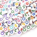 Stars Moons Hearts - White w. Colours (50)