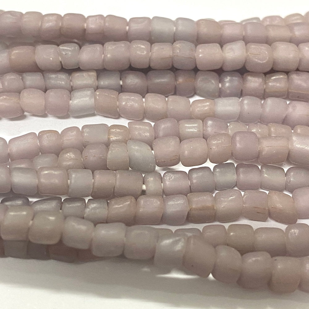 Tube - Mauve Opaque Matte - Java Recycled Glass Beads - (1 strand)