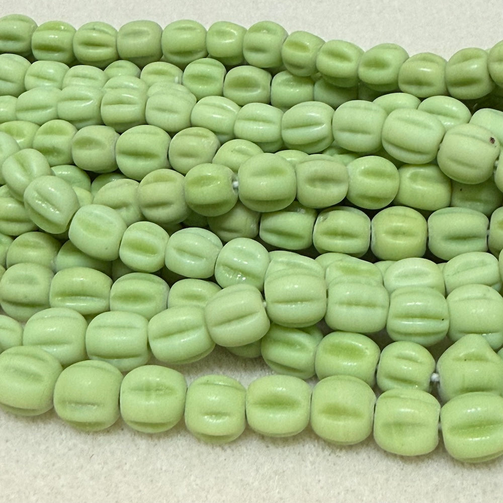 Melons - Limecicle Matte - Java Glass Lampwork Beads - (1 strand)