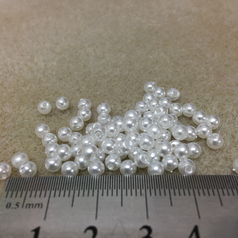 4mm Round Acrylic Pearls (500) - White