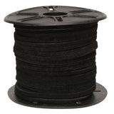 Spool of black suede leather on a white background
