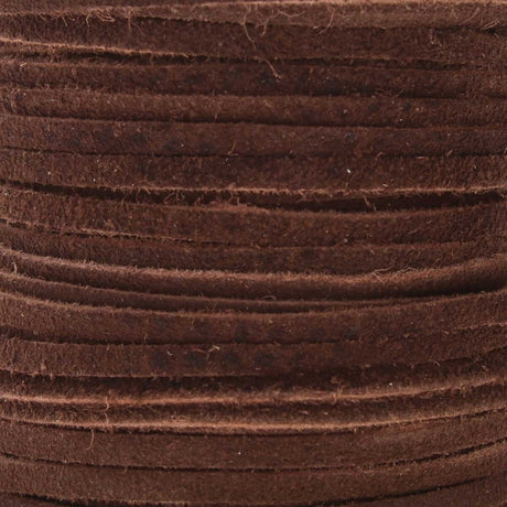 Close-up of brown textured suede lace cord with textured surface